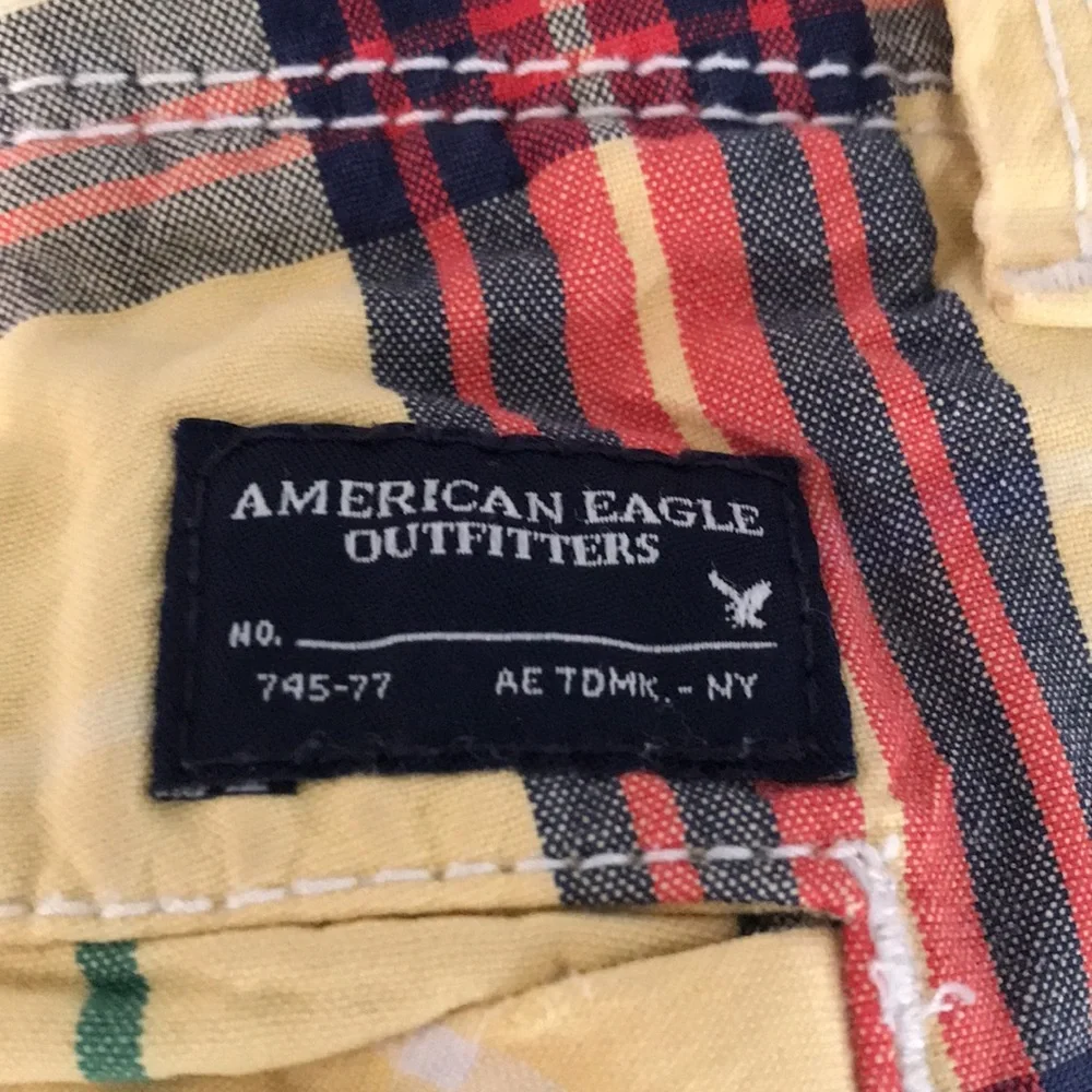American‎ Eagle Shorts Mens 30 Yellow Plaid Preppy Eclectic Grandpa Golf Tennis